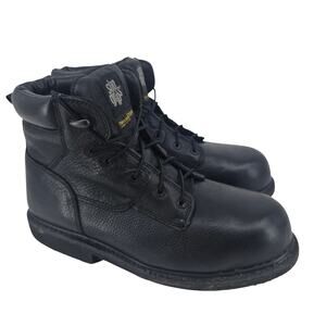 SlipGrips Black Leather Spider Grip Steel Toe Work Boot Mens 12 W ASTM F2413-05